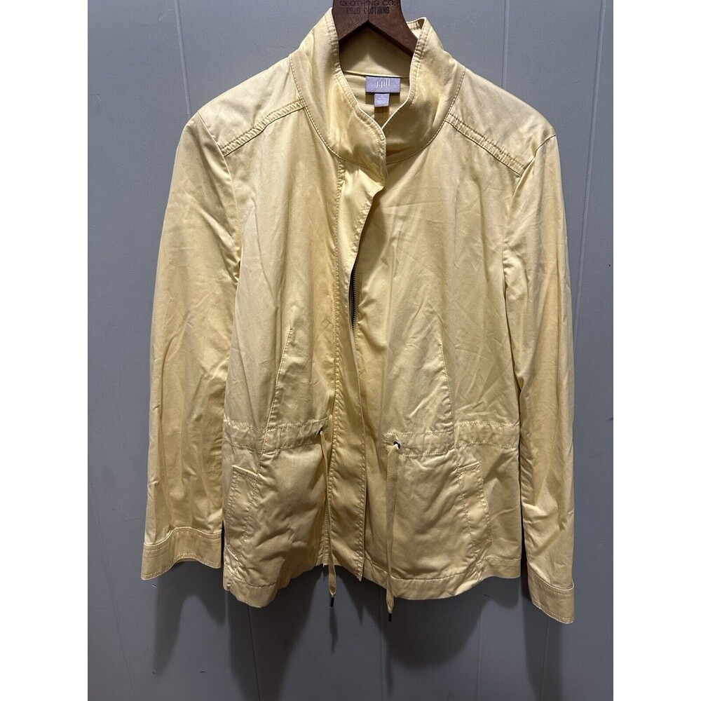 J. Jill Canary Yellow Lightweight Full Zip Utility Jacket Size Small Petite EUC